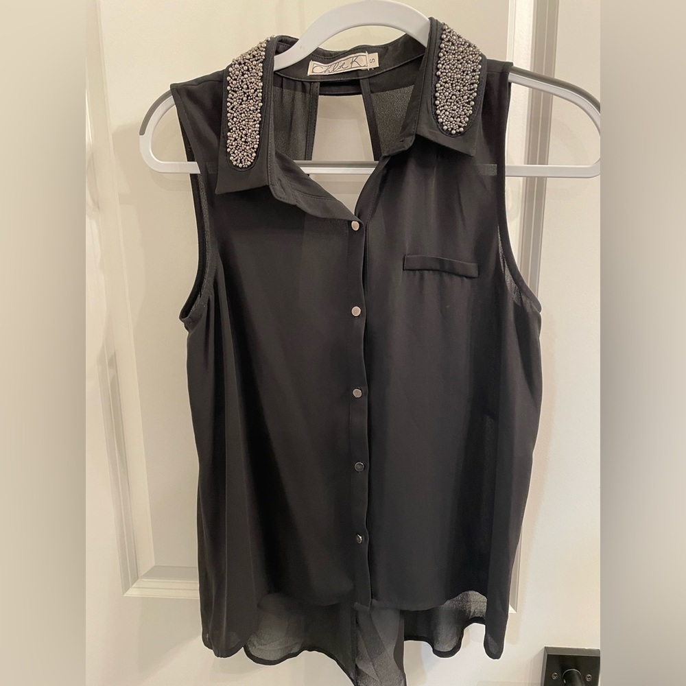 Chloe K Beaded Collar Top